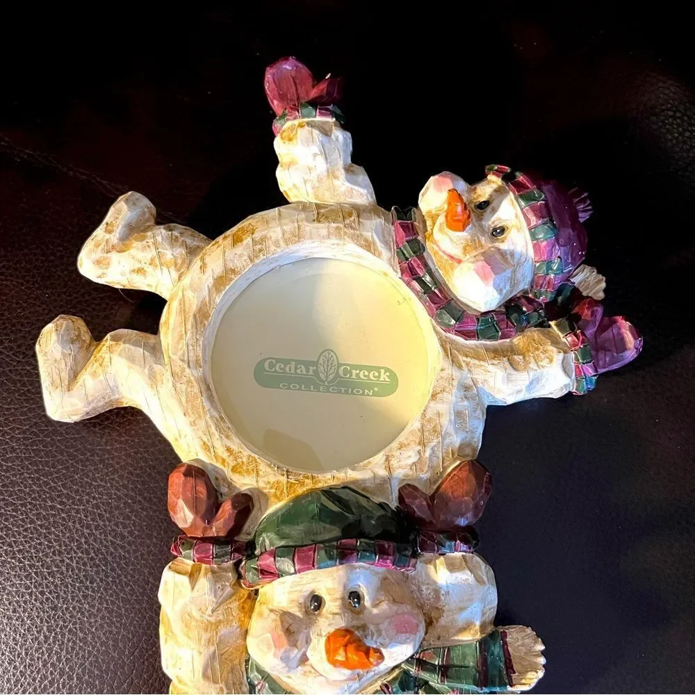 Cedar Creek Three Snowman Resin Picture Frame